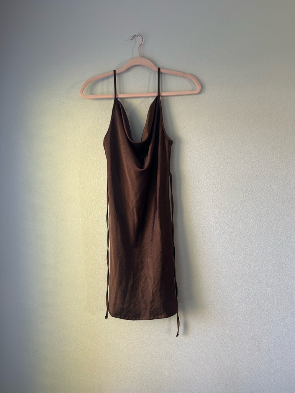 Motel Rocks Brown Cowl Neck Mini Slip Dress